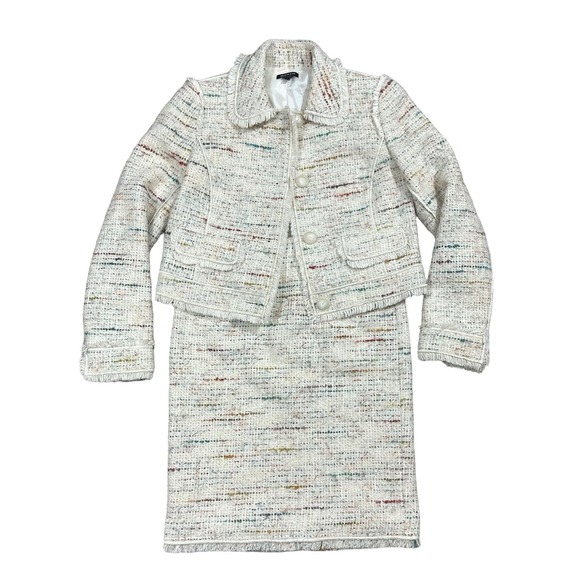 Worth NY Tweed and Glitter Blazer and Skirt Suit Set - Picture 1 of 8